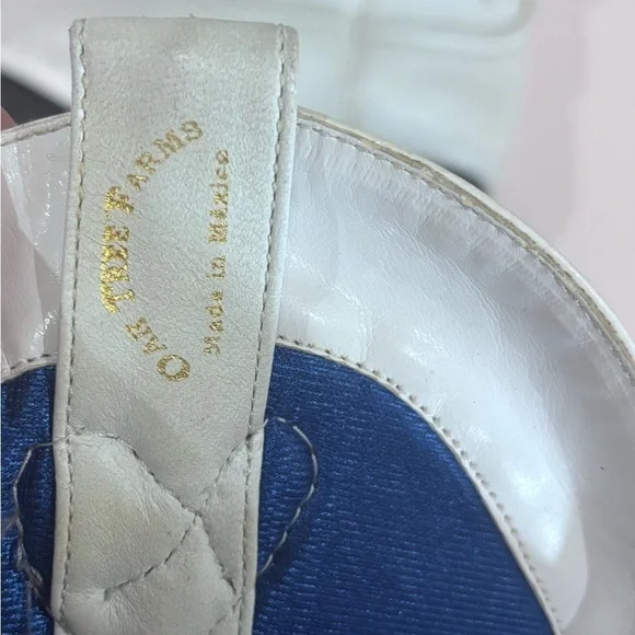 Oak Tree Farms White Leather Western Pull On Snip Toe Boots Size 6.5 - Picture 7 of 15